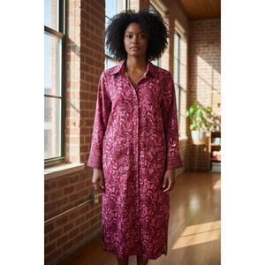 Kleid for Her Cecile maxi shirt Dress in Floral Red sz large $450 new